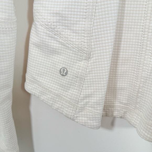 Lululemon Forme Jacket Dune Tan White Gingham Luon Zip Fitted Jacket 6 W4A92S - Picture 13 of 16